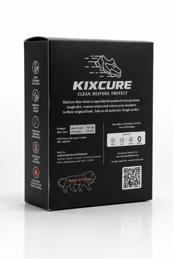 Kixcure Shoe Cleaning Foam Kit | 150ml Cleaning Foam + Brush + Towel
